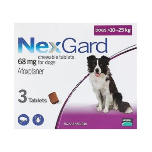 NexGard 68mg Chewable Flea and Tick Tablet for Medium Dogs (10-25 kg)