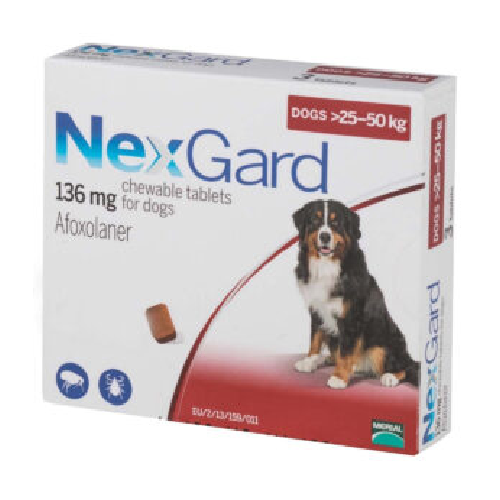 NexGard Chewable Tablets 136 MG for Large Dogs – Flea and Tick Prevention