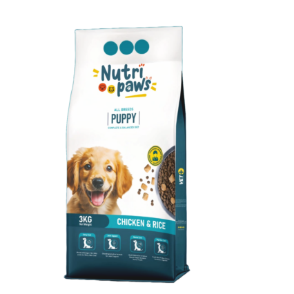 Nutri Paws Puppy Food 3kg – Chicken & Rice Formula for All Breeds