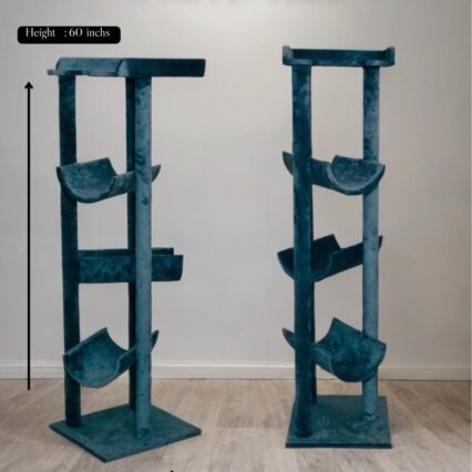 Curve Cat Tree Tower – 60 Inch Multi-Level Cat Scratching Post