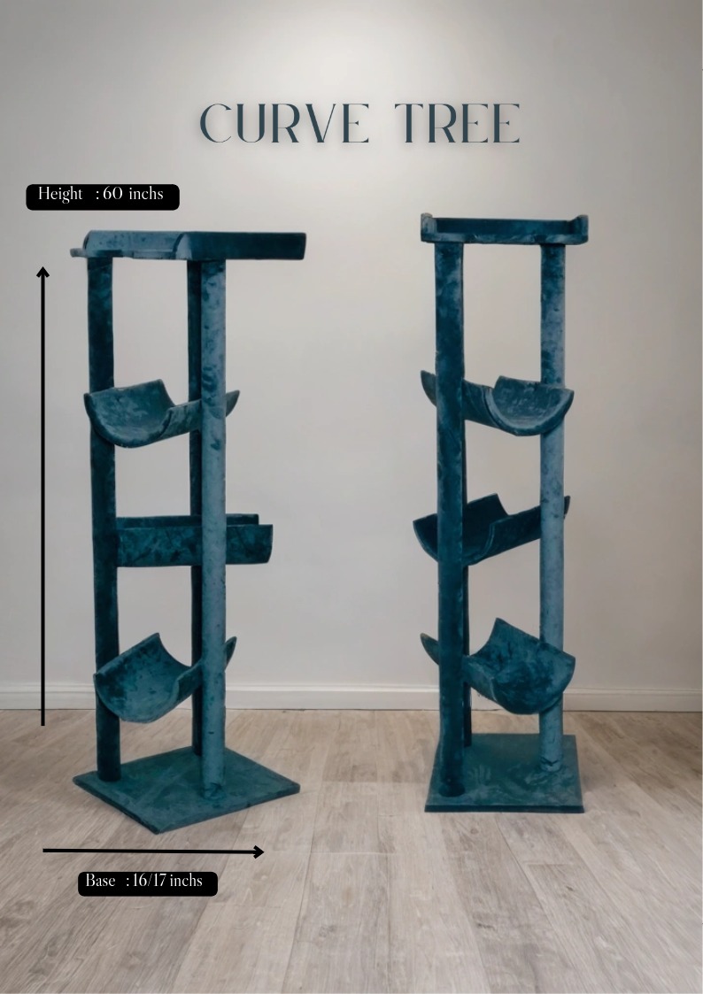 Scratchers Product catalog (2)-39 Curve Cat Tree Tower – 60 Inch Multi-Level Cat Scratching Post
