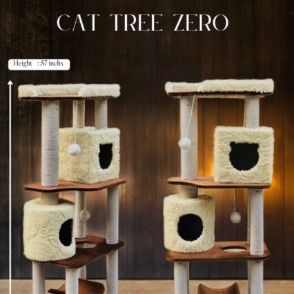 Cat Tree Zero 57 Inch Multi-Level Cat Tower with Condos