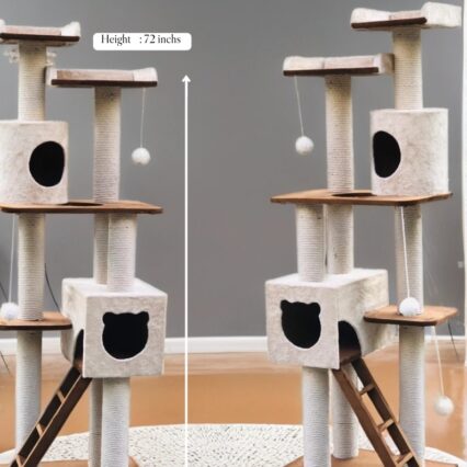 Cat Tree 1 – 72 Inch Multi-Level Cat Scratching Tower