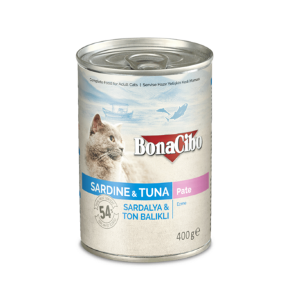 Bonacibo Adult Cat Sardine & Tuna Pate 400g Canned Wet Food