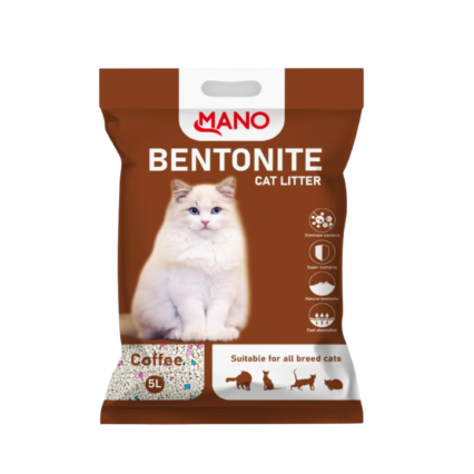 Mano Cat Litter Coffee 5L — premium bentonite clumping cat litter with coffee scent